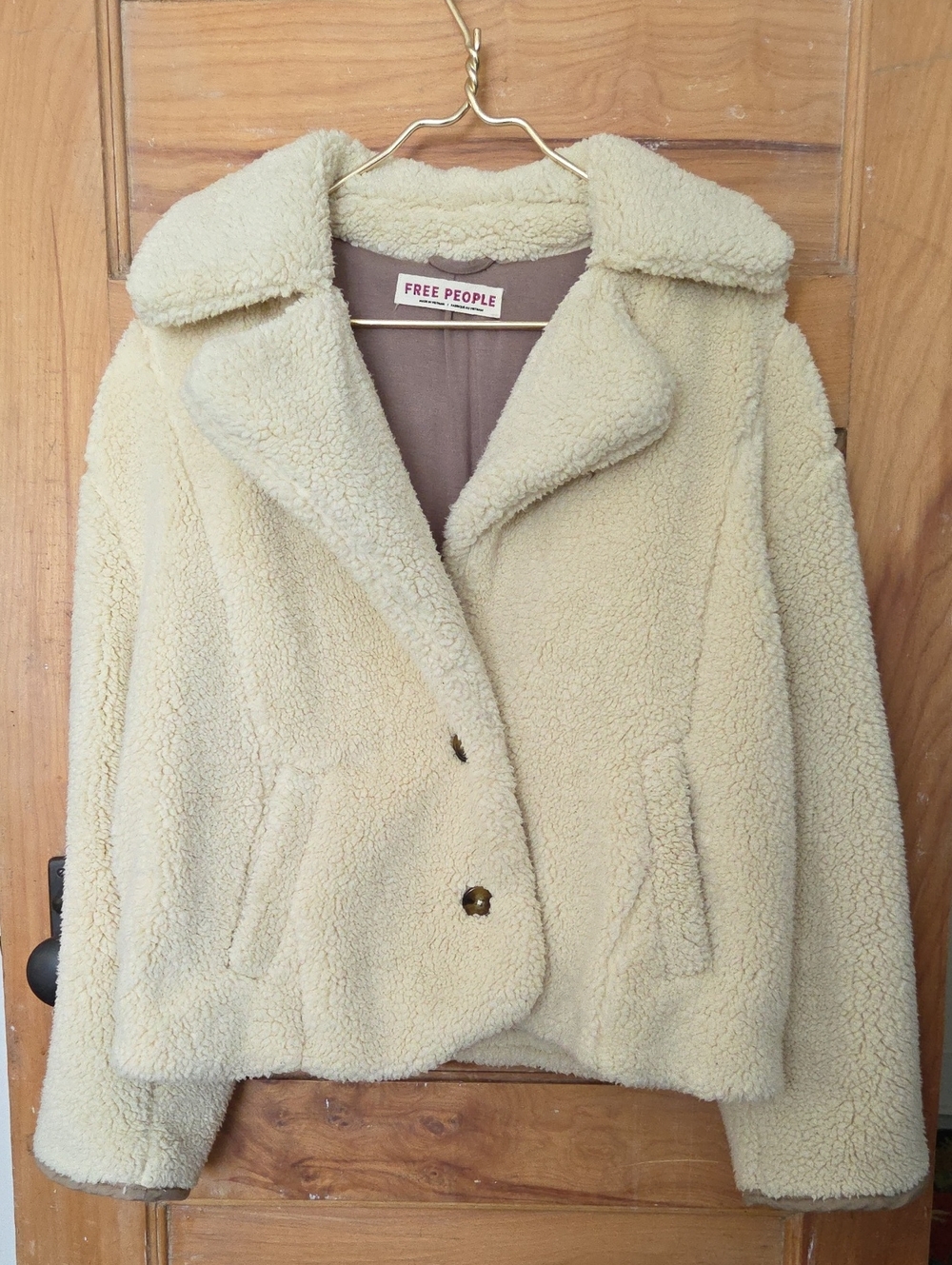 Free People Cropped Button Front Teddy Sweater Jacket